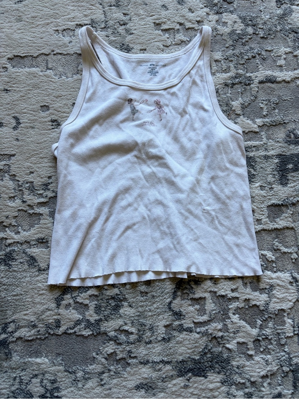Brandy Melville White Ribbed Scoop Neck Tank